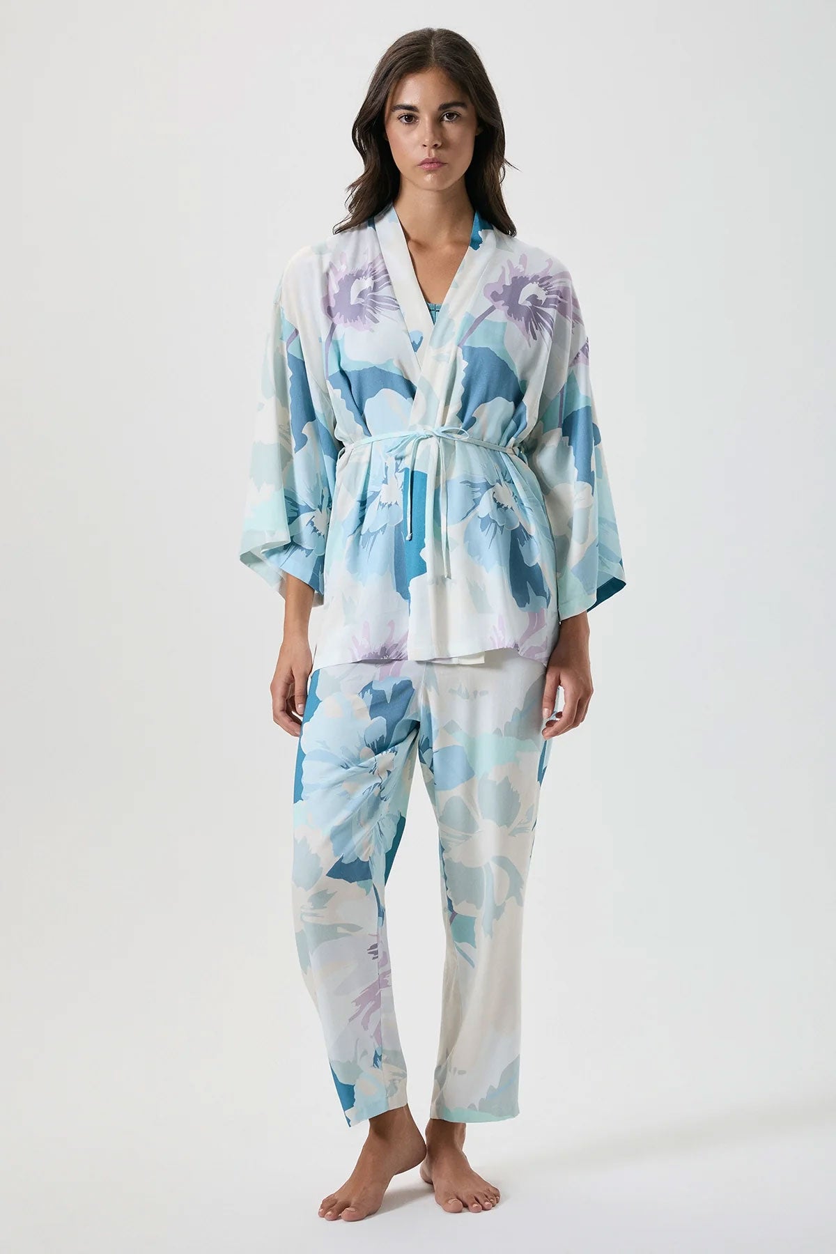 Catherine's Kadın Pijama Sabahlık Takımı Çiçek Desenli