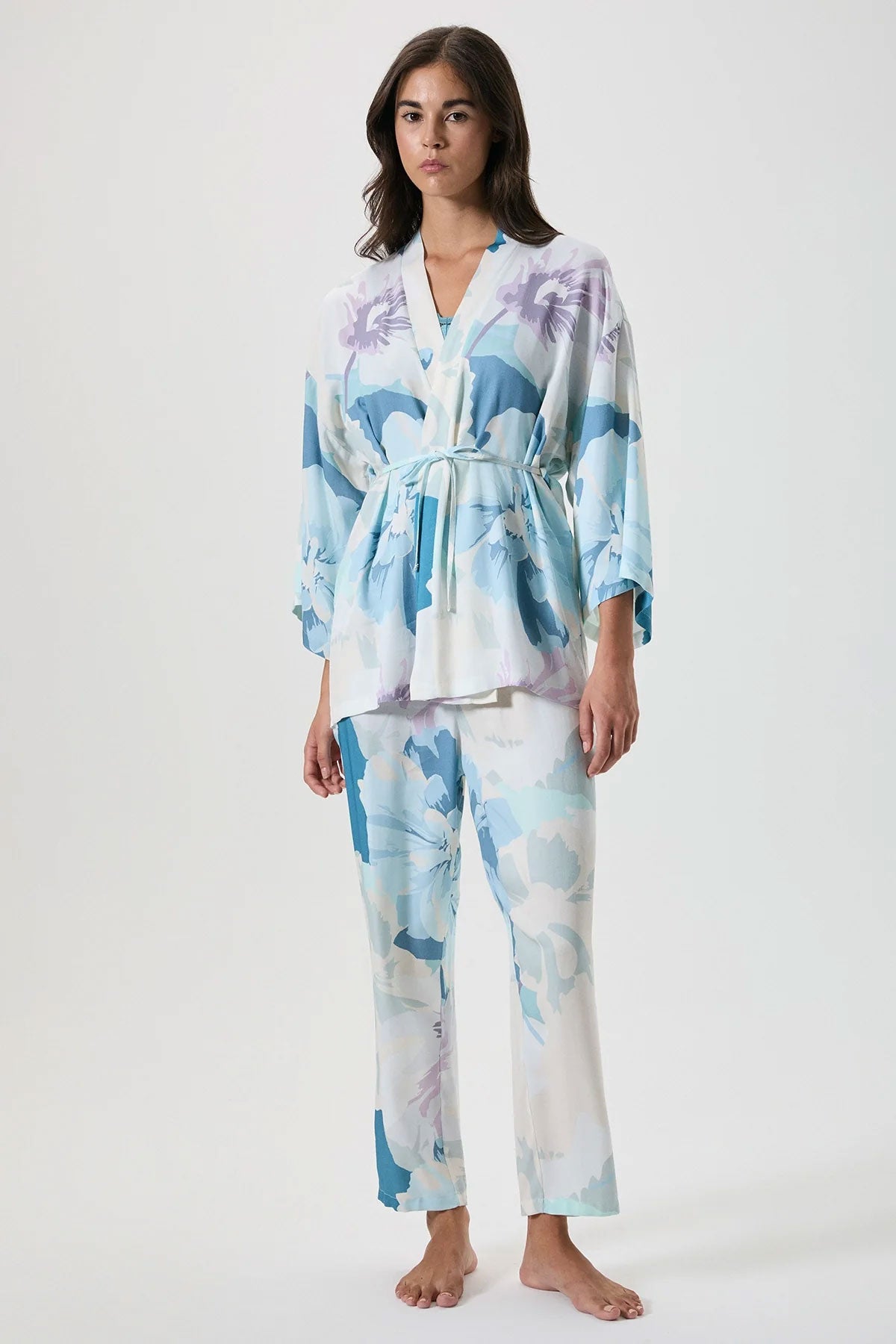 Catherine's Kadın Pijama Sabahlık Takımı Çiçek Desenli