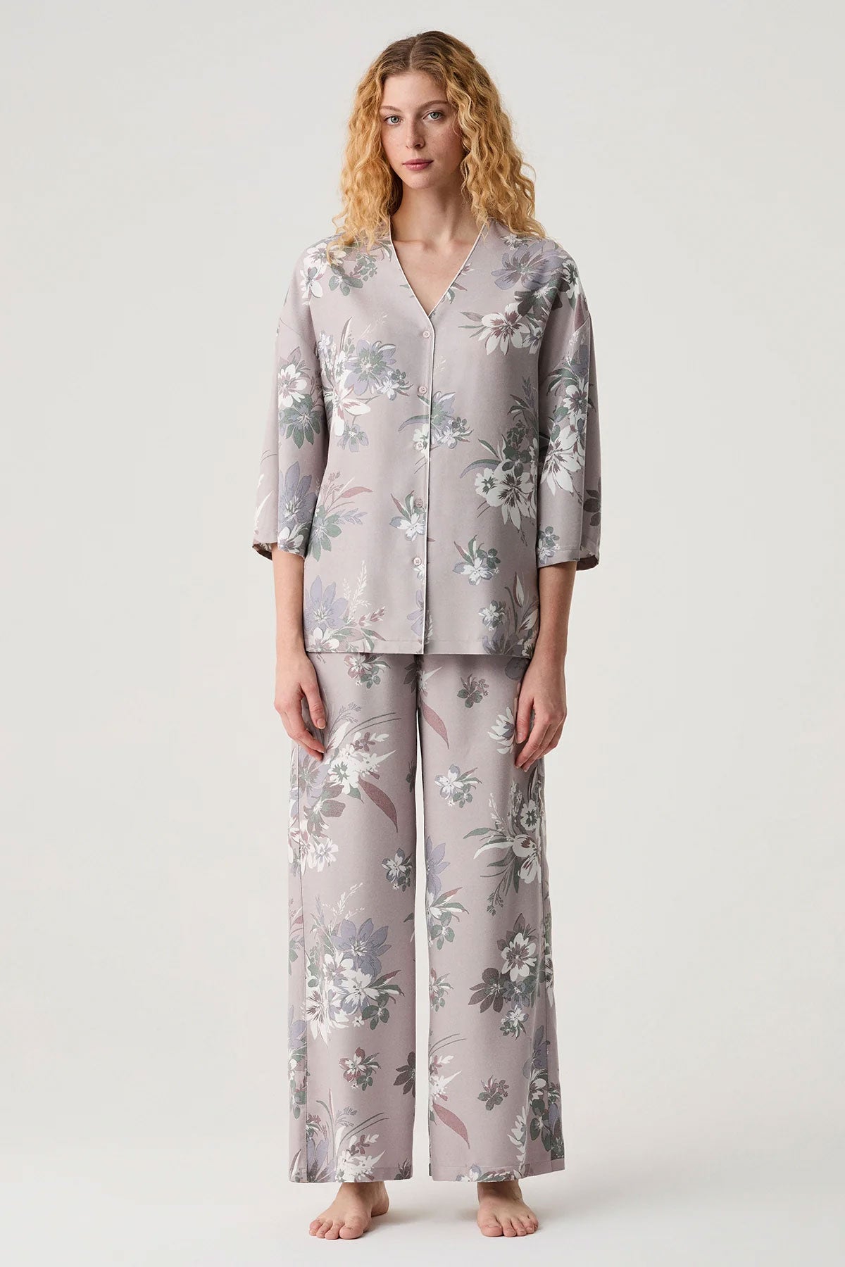 Catherine's Kadın Pijama Takımı Gömlek Yaka Bol Kesim