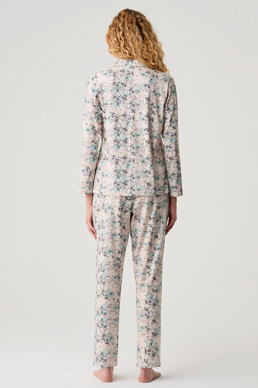 Catherine's Kadın Pijama Takımı Gömlek Yaka Çiçek Desenli