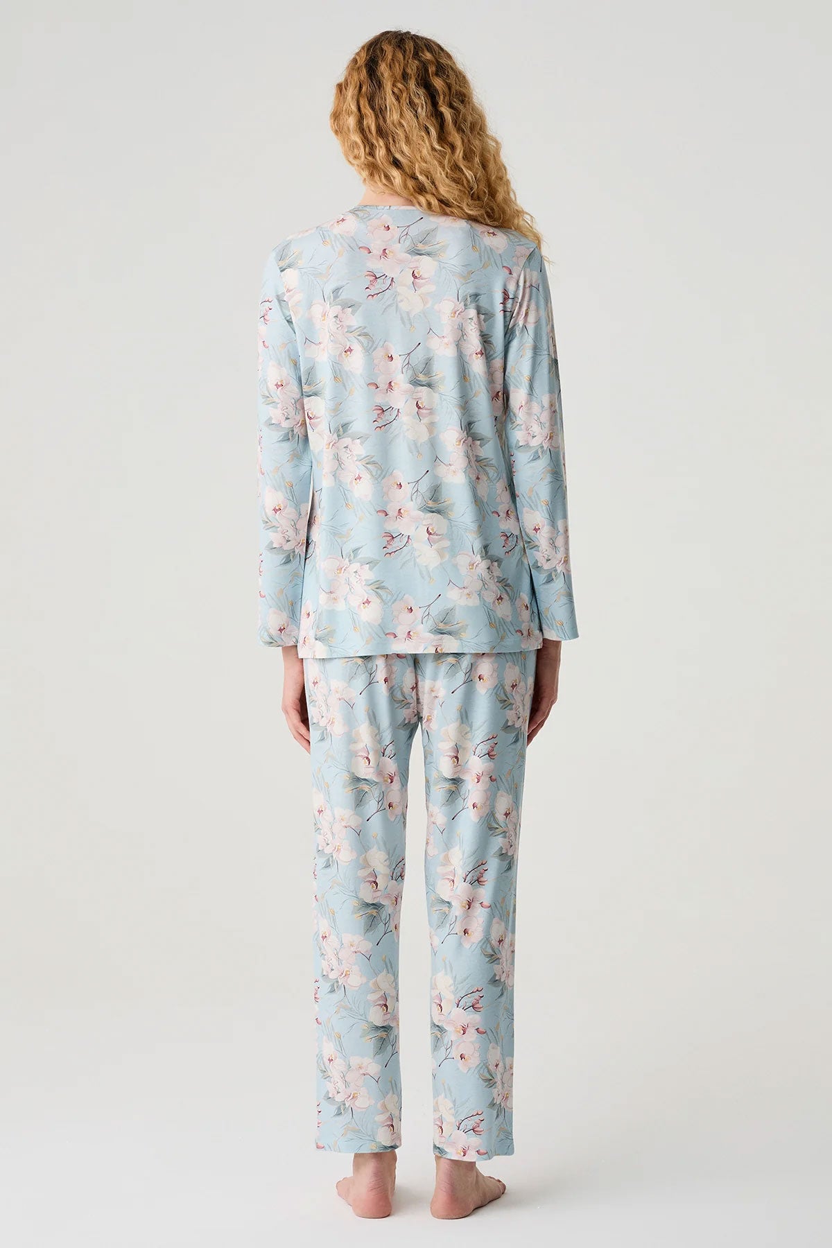 Catherine's Kadın Pijama Takımı Gömlek Yaka Çiçek Desenli