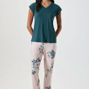 Catherine's Kadın Pijama Takımı Kısa Kollu Çiçek Desenli