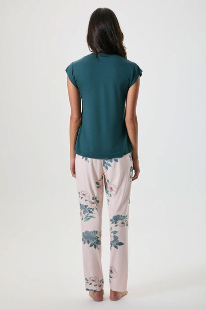 Catherine's Kadın Pijama Takımı Kısa Kollu Çiçek Desenli