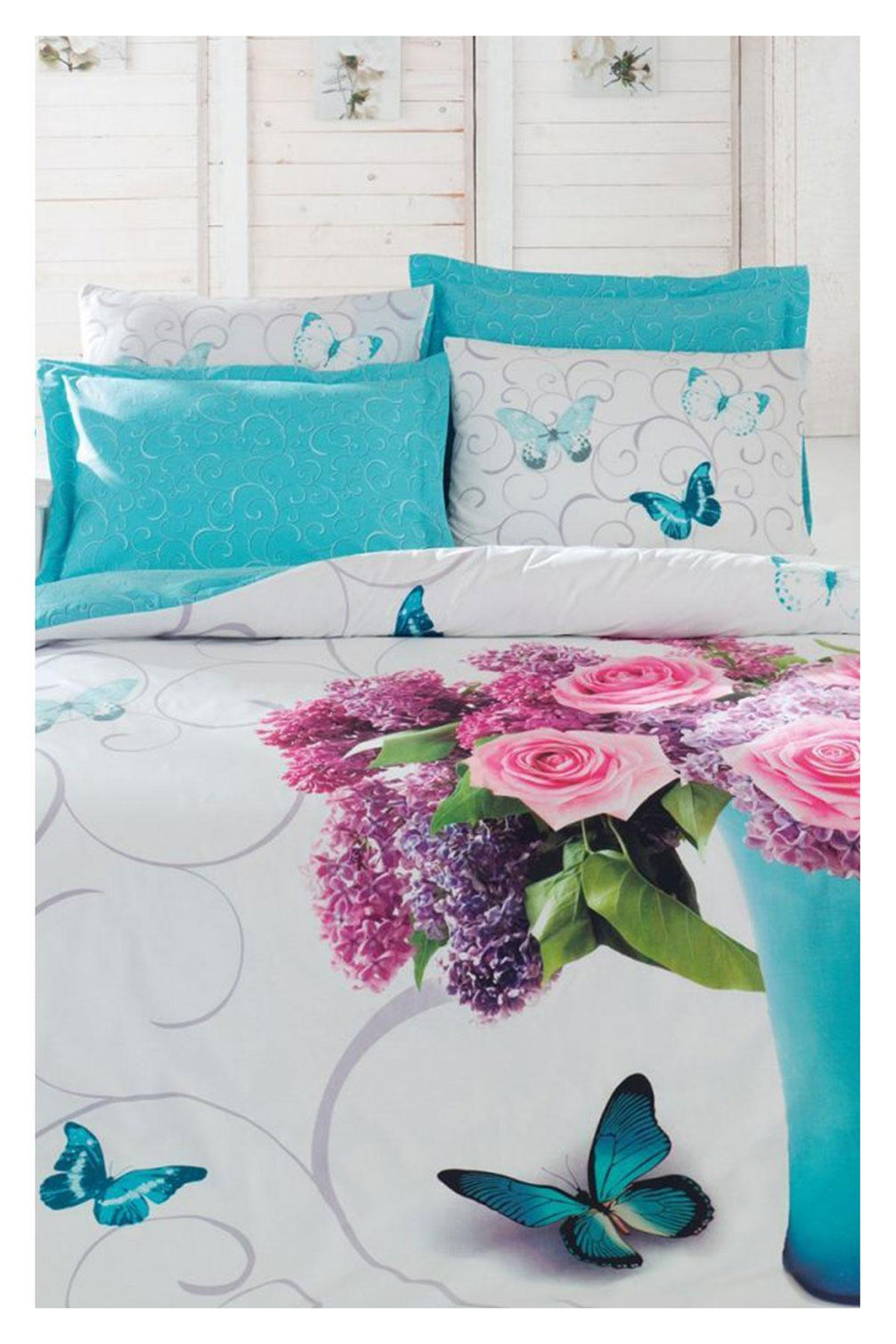 Cottonbox Nevresim Takımı 3D Floral Meri Ranforce Çift Kişilik
