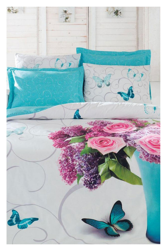 Cottonbox Nevresim Takımı 3D Floral Meri Ranforce Çift Kişilik