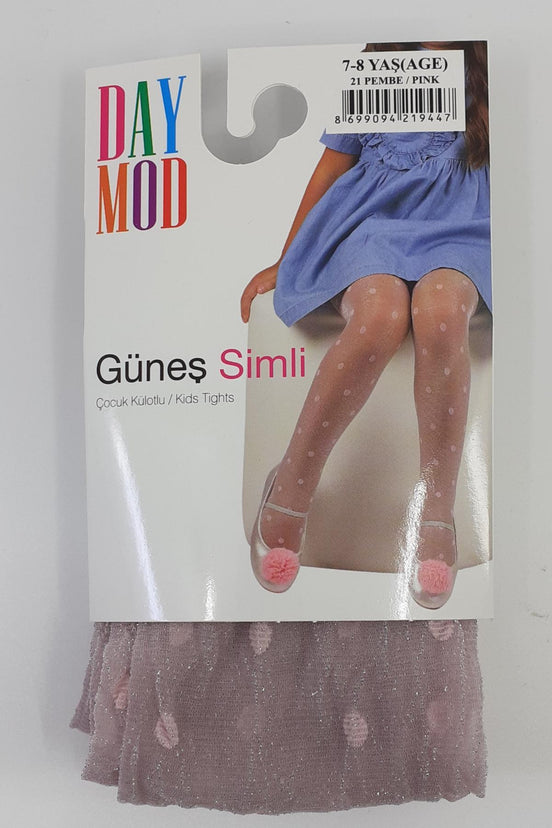 Daymod Kız Çocuk İnce Külotlu Çorap Güneş Desenli Simli