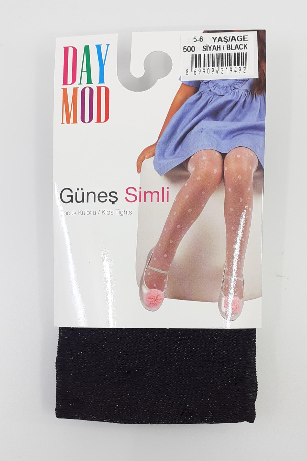 Daymod Kız Çocuk İnce Külotlu Çorap Güneş Desenli Simli
