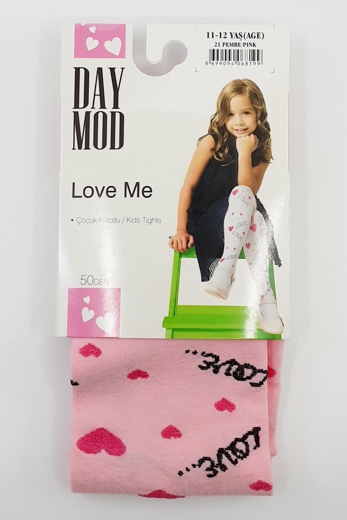 Daymod Kız Çocuk İnce Külotlu Çorap Love Me Desenli Mikro