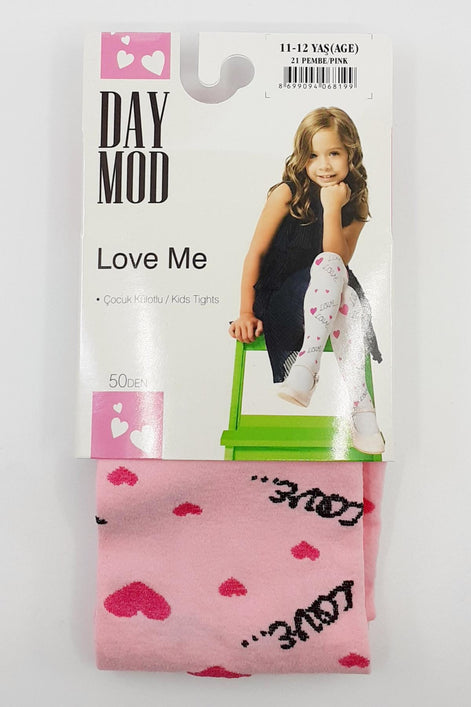 Daymod Kız Çocuk İnce Külotlu Çorap Love Me Desenli Mikro