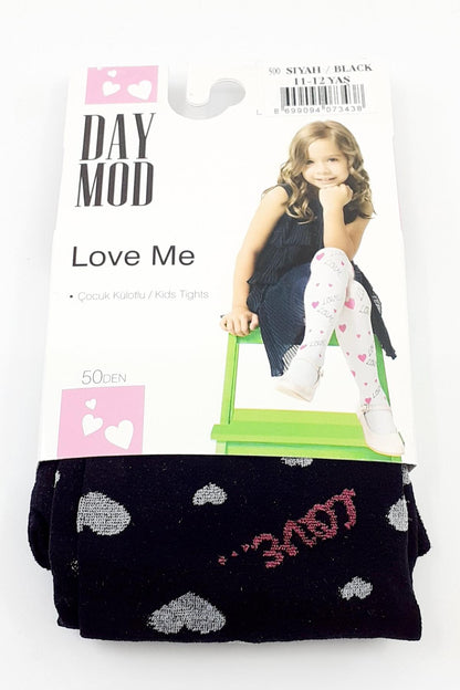 Daymod Kız Çocuk İnce Külotlu Çorap Love Me Desenli Mikro