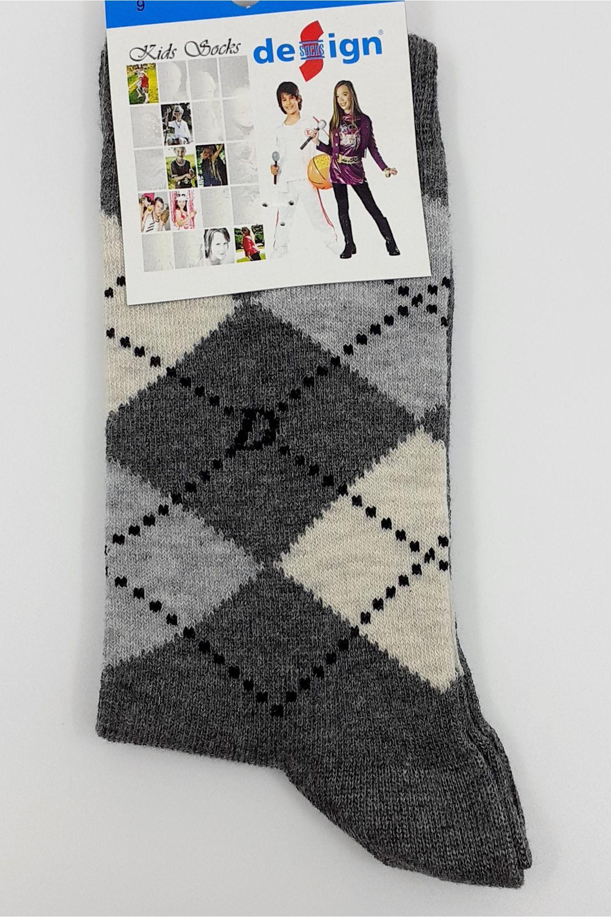 Design Erkek Çocuk Soket Çorap Ekose Likralı