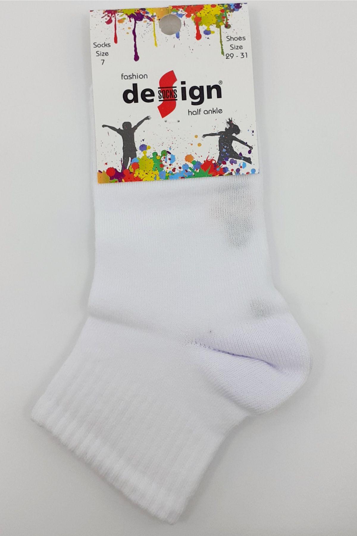 Design Erkek Çocuk Yarım Konç Çorap Düz