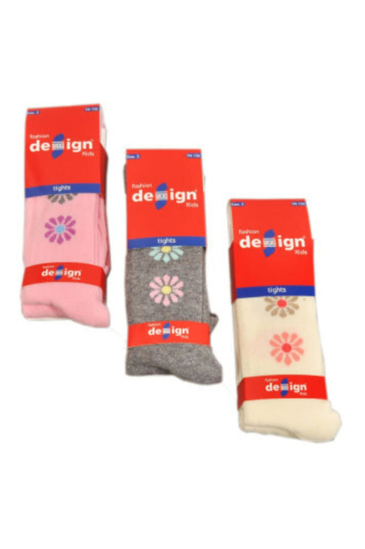 Design Kız Çocuk Külotlu Çorap Puan Papatya