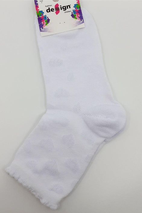 Design Kız Çocuk Soket Çorap Kabartma Kalp File