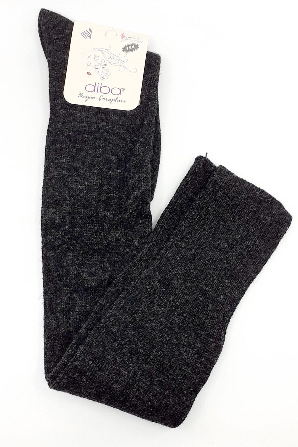 Diba Kadın Pantolon Çorabı Lambswool Likralı Düz Spor