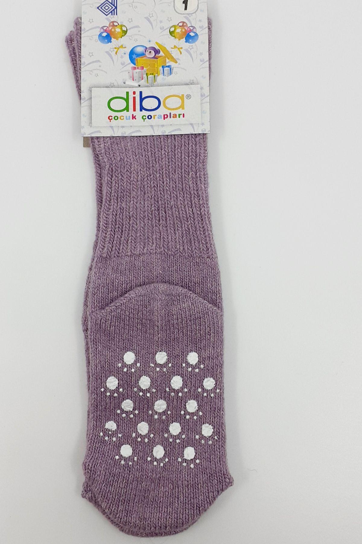 Diba Unisex Çocuk Soket Çorap Lambswool Tabanı Baskılı Kıvrık