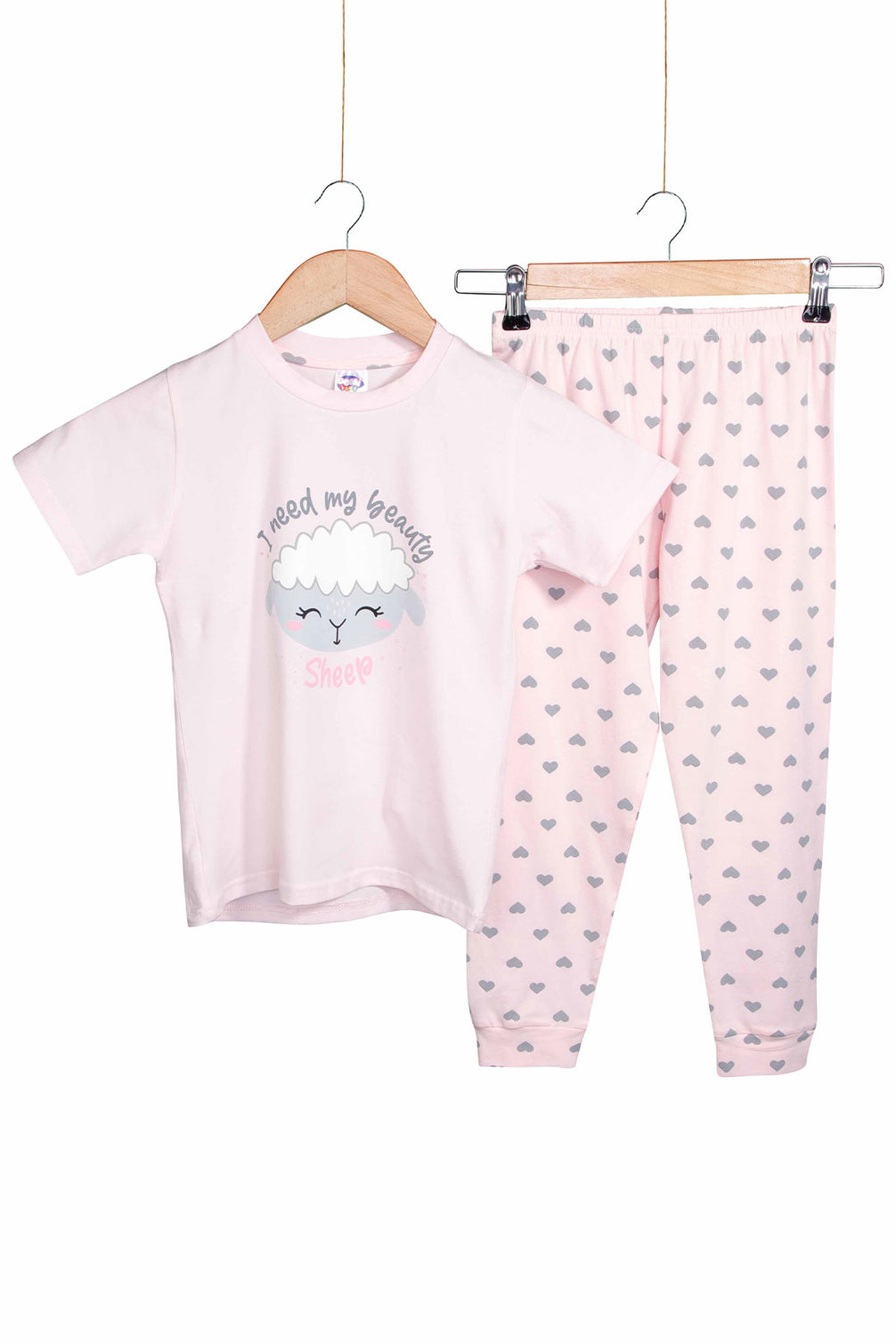 Domi Kids Kız Çocuk Pijama Takımı Kuzu Baskılı