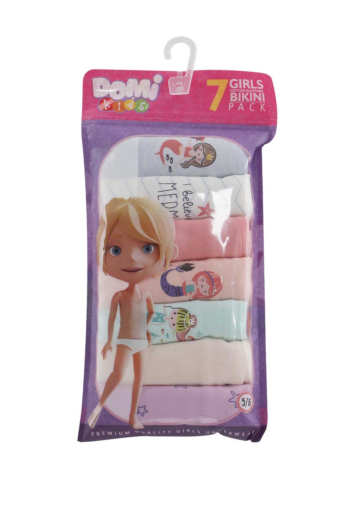 Domi Kız Çocuk Slip Külot Karışık Desenl 7'li Pamuk