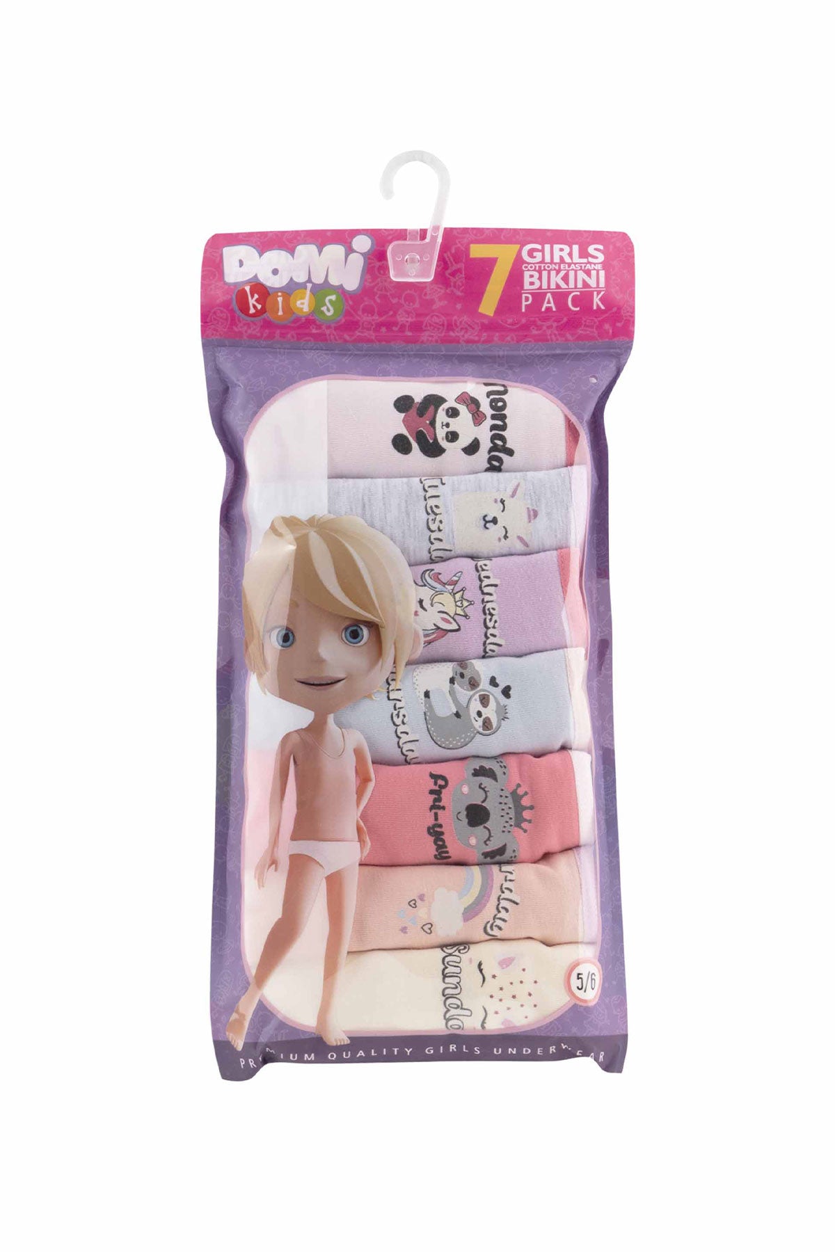 Domi Kız Çocuk Slip Külot Karışık Desenl 7'li Pamuk