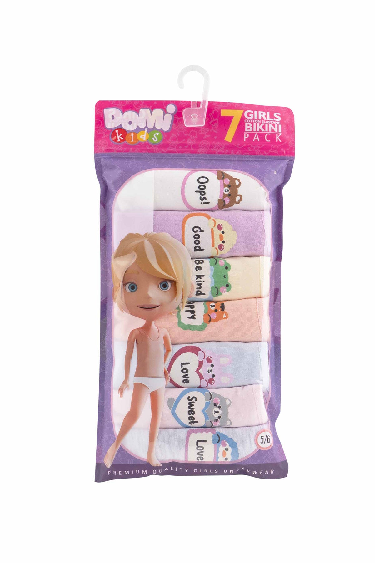 Domi Kız Çocuk Slip Külot Karışık Desenl 7'li Pamuk