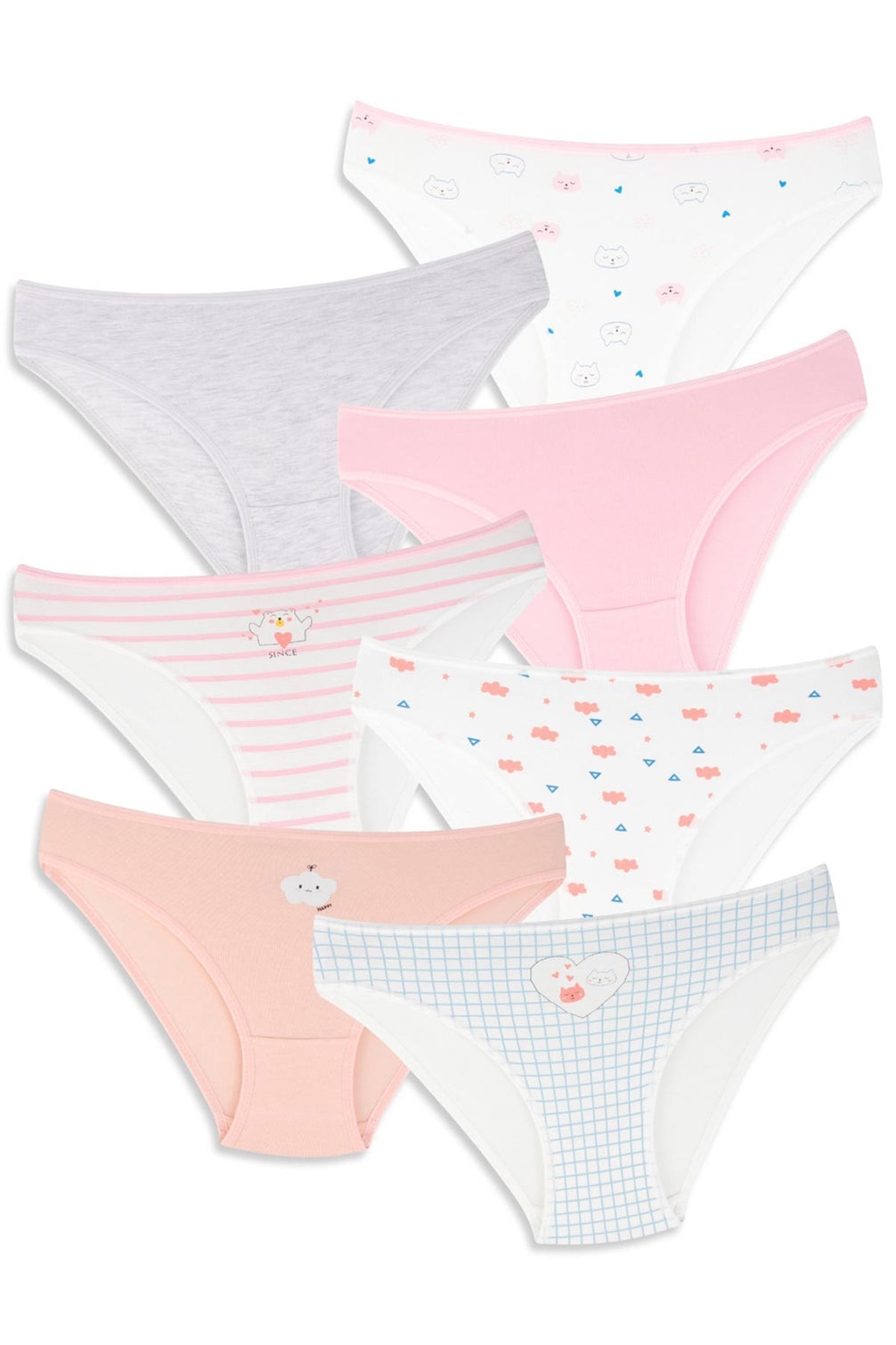 Domi Kız Çocuk Slip Külot Karışık Desenli 7'li Pamuk