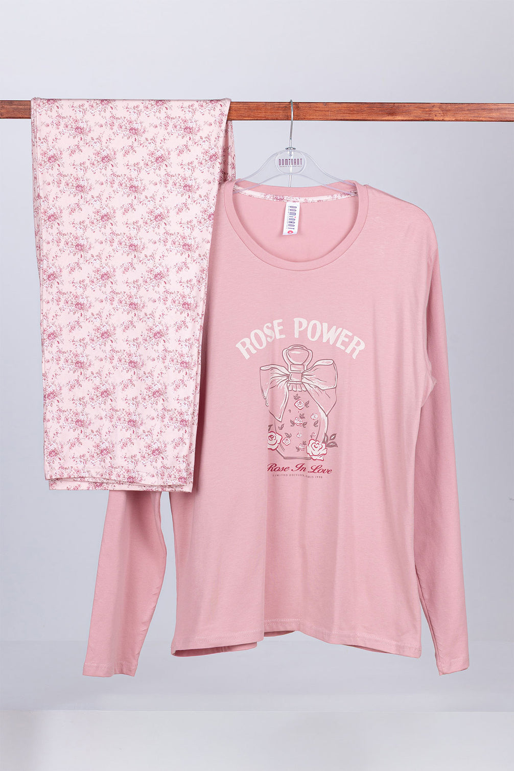 Dominant Kadın Pijama Takımı Uzun Kollu Desenli Pamuklu