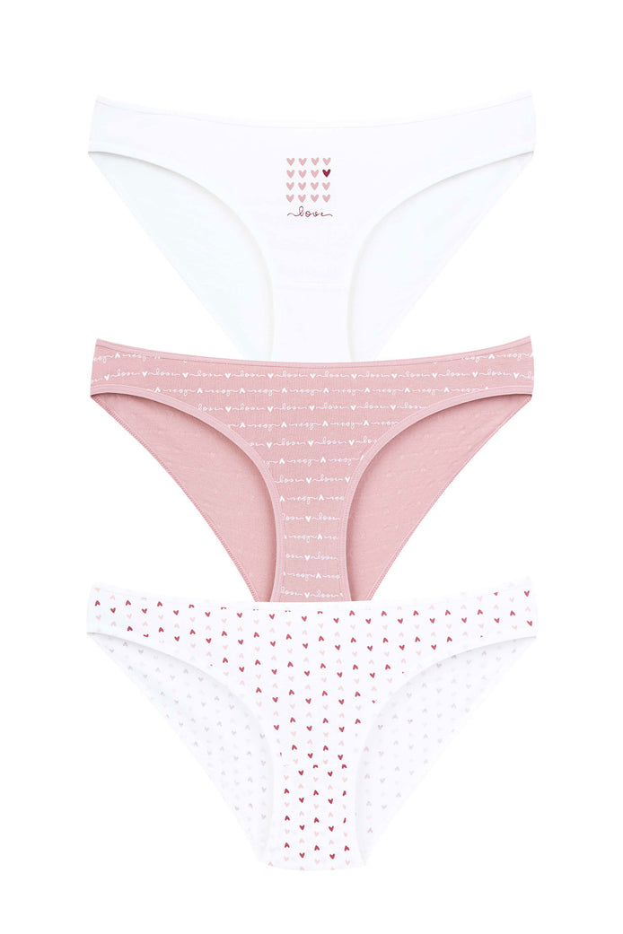 Dominant Kadın Slip Bikini Külot 3'lü  Desenli