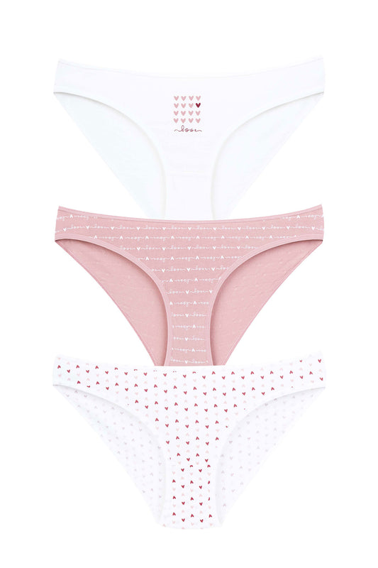 Dominant Kadın Slip Bikini Külot 3'lü  Desenli