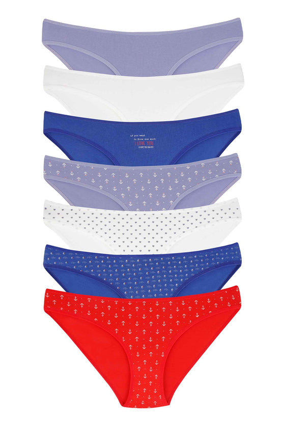 Dominant Kadın Slip Bikini Külot 7'li Desenli