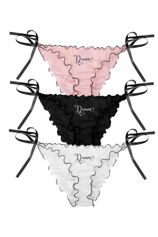 Dominant Kadın Slip Bikini Külot Dream Yazılı Fırfırlı
