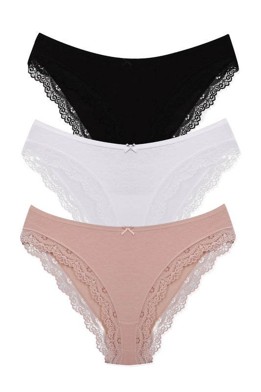 Dominant Kadın Slip Bikini Külot Kenarları Dantelli