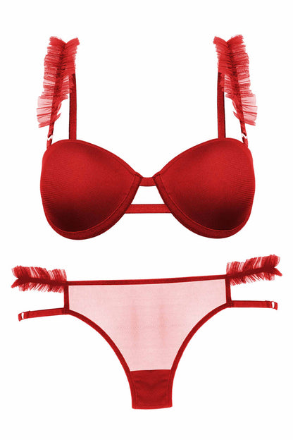Dominant Kadın Sütyen Külot Takım Destekli Fırfırlı