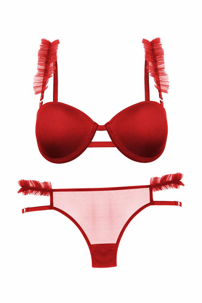 Dominant Kadın Sütyen Külot Takım Destekli Fırfırlı