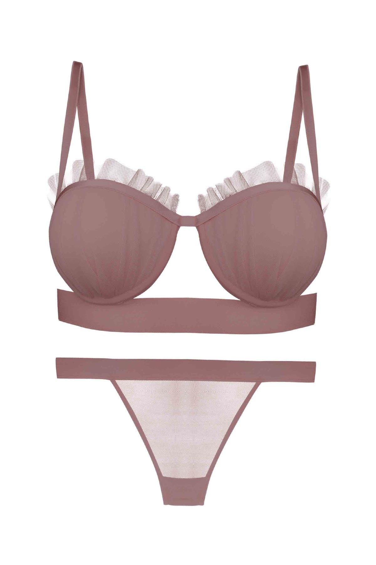 Dominant Kadın Sütyen Külot Takım Destekli Fırfırlı