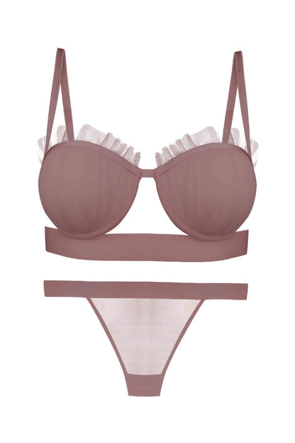 Dominant Kadın Sütyen Külot Takım Destekli Fırfırlı