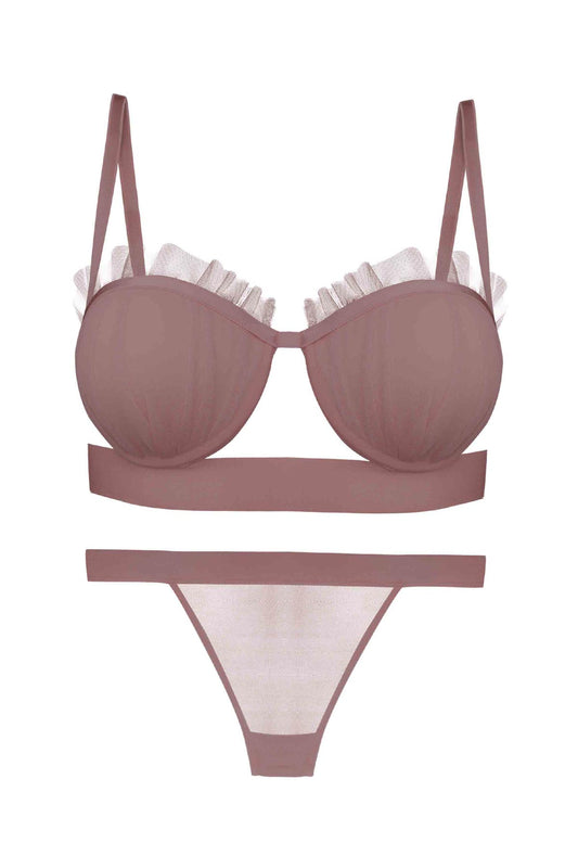 Dominant Kadın Sütyen Külot Takım Destekli Fırfırlı