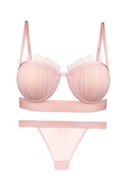 Dominant Kadın Sütyen Külot Takım Destekli Fırfırlı