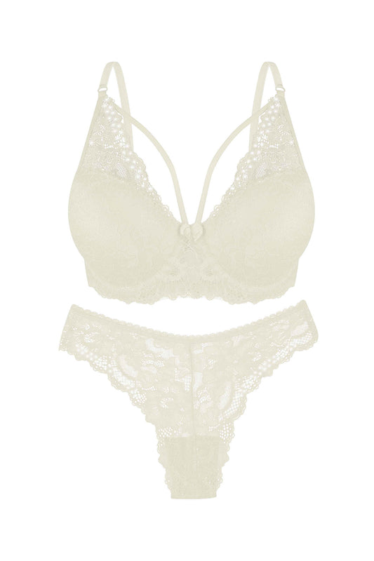 Dominant Kadın Sütyen Külot Takım Destekli İpli Taşlı