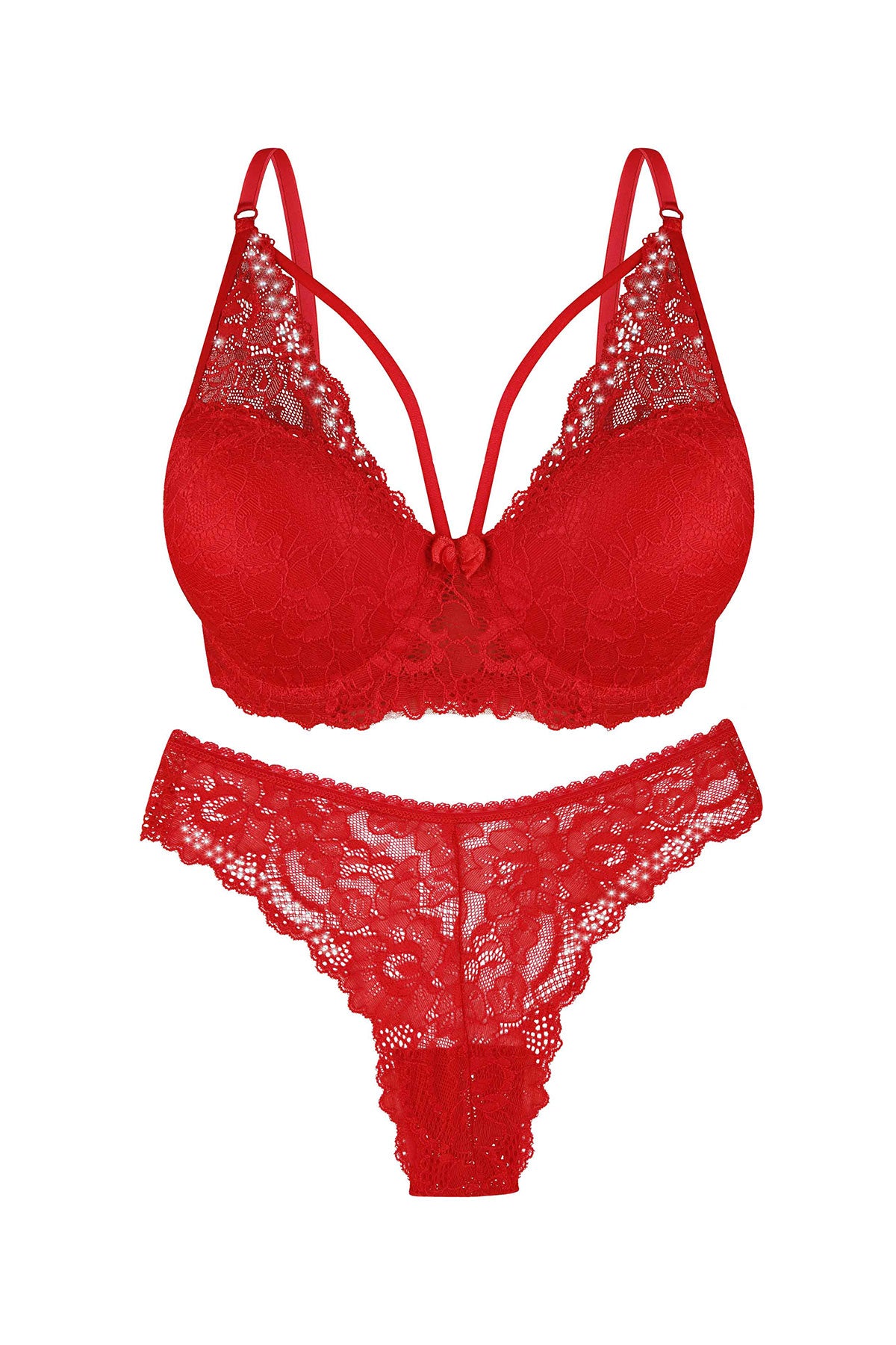 Dominant Kadın Sütyen Külot Takım Destekli İpli Taşlı