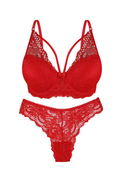 Dominant Kadın Sütyen Külot Takım Destekli İpli Taşlı