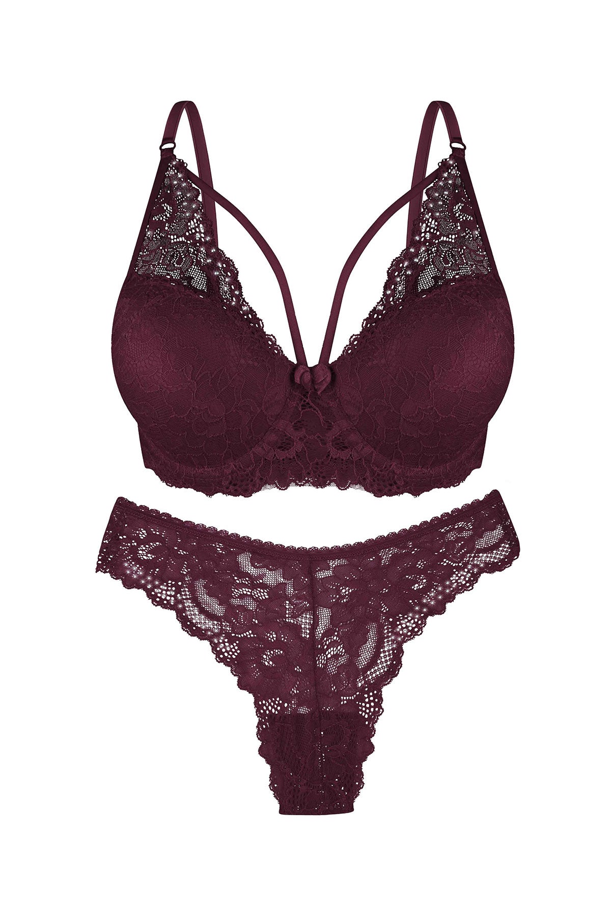 Dominant Kadın Sütyen Külot Takım Destekli İpli Taşlı