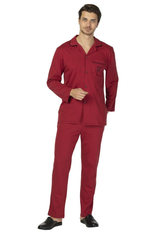 Ds Damat Erkek Pijama Takımı Uzun Kol Boydan Düğmeli Comfort