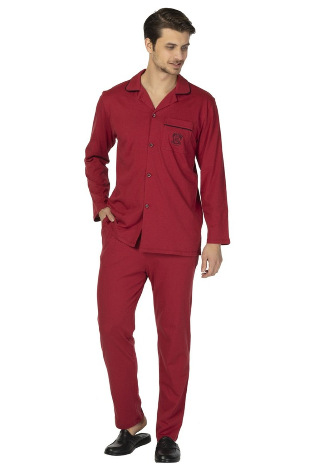 Ds Damat Erkek Pijama Takımı Uzun Kol Boydan Düğmeli Comfort