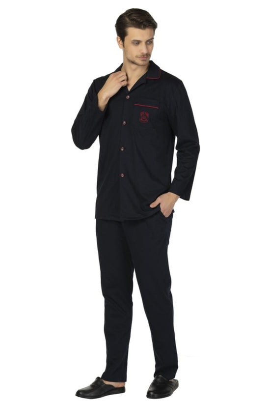 Ds Damat Erkek Pijama Takımı Uzun Kol Boydan Düğmeli Comfort
