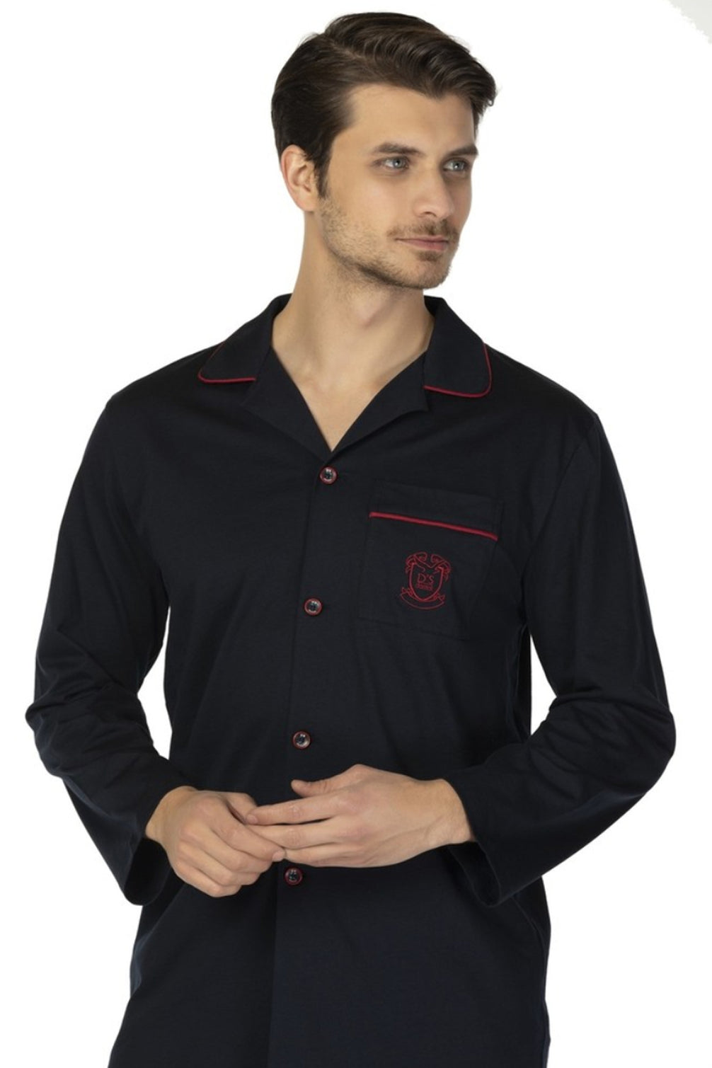 Ds Damat Erkek Pijama Takımı Uzun Kol Boydan Düğmeli Comfort