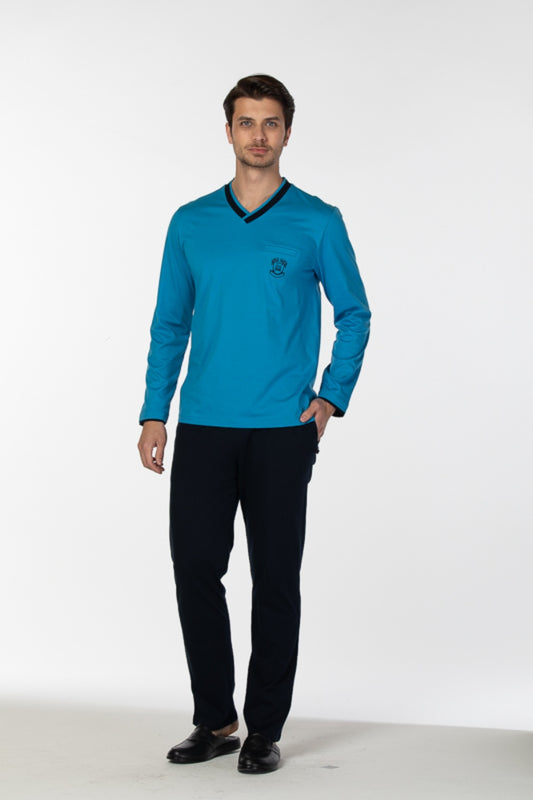 Ds Damat Erkek Pijama Takımı Uzun Kol V Yaka