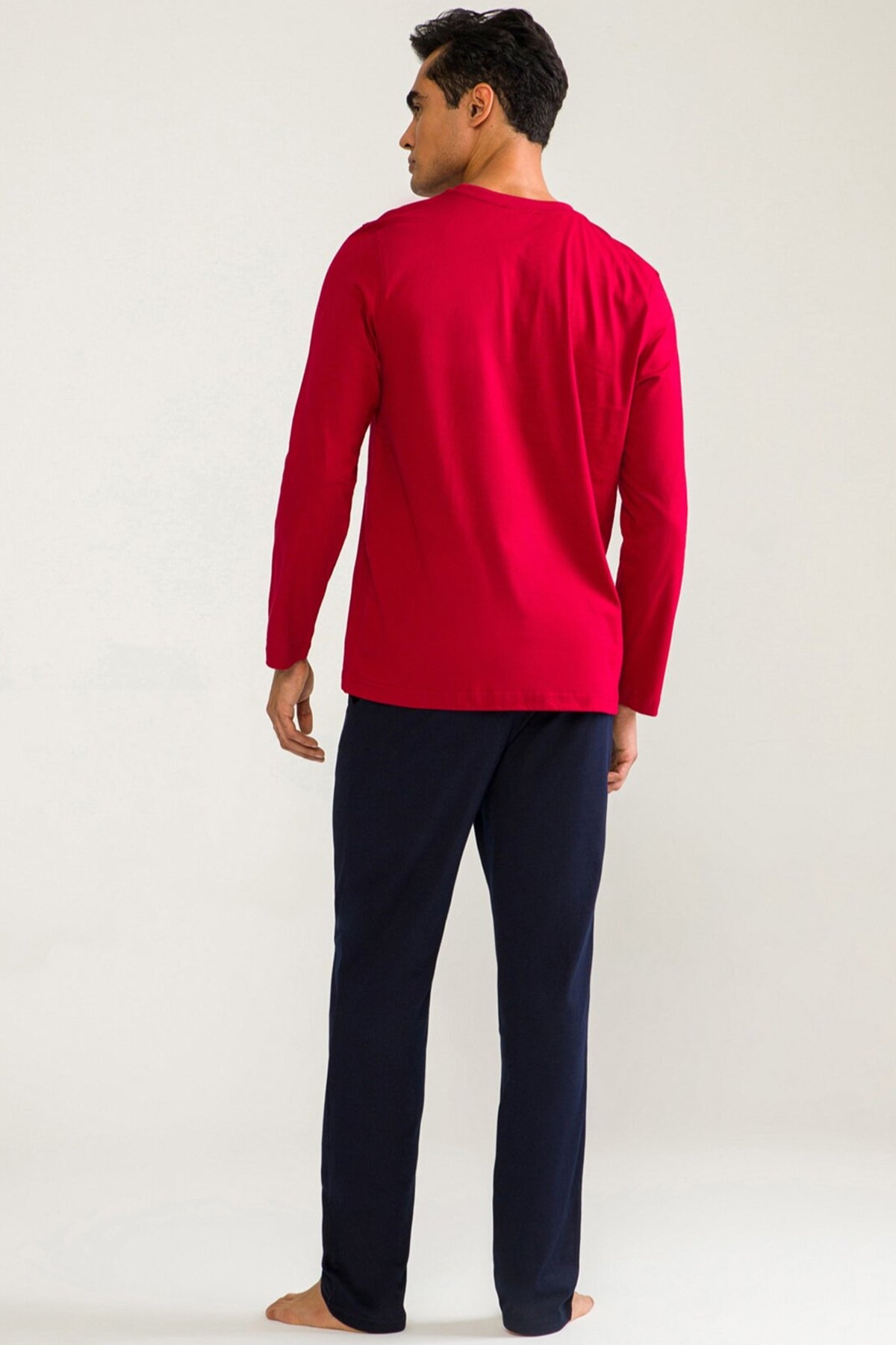 Ds Damat Erkek Pijama Takımı Uzun Kol Yarım Patlı
