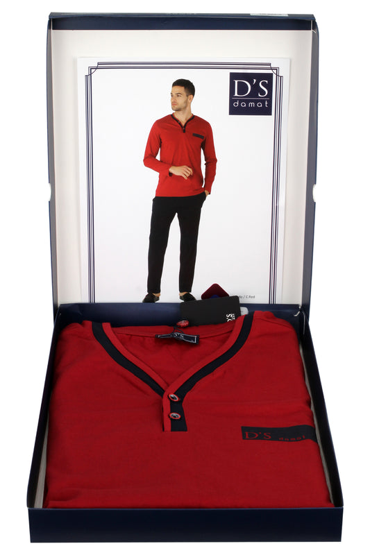 DS Damat Pijama Takımı Patlı Uzun Kol Pamuklu