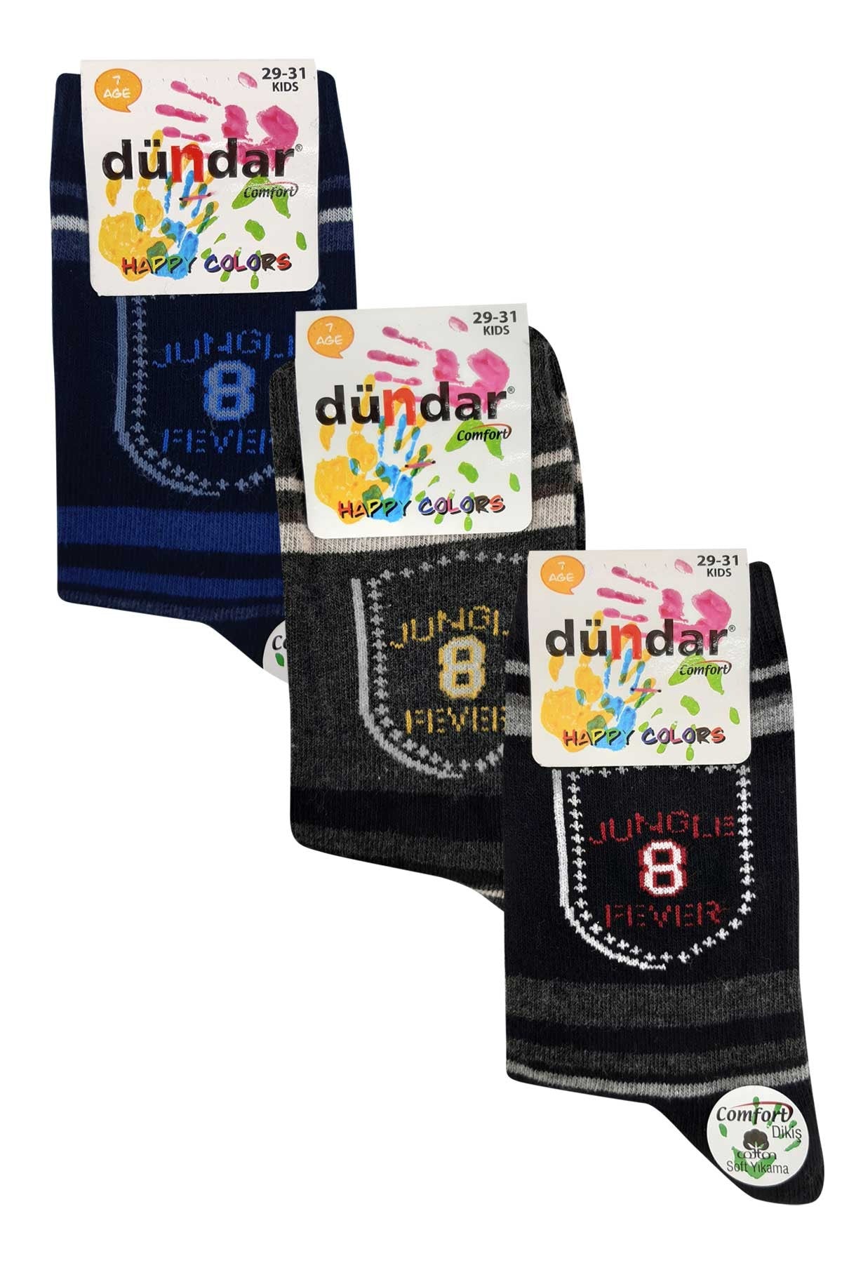 Dündar Erkek Çocuk Comfort Pamuklu Likralı Soket Çorap Desen-48