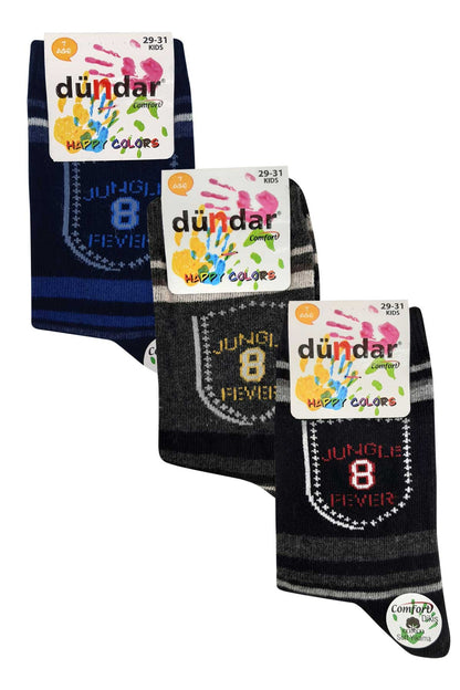 Dündar Erkek Çocuk Comfort Pamuklu Likralı Soket Çorap Desen-48